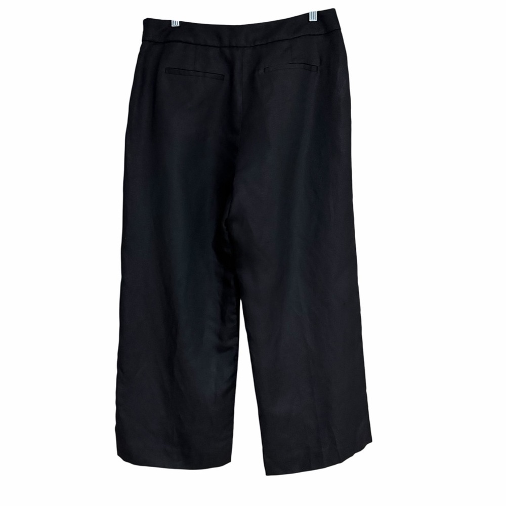 J. Crew Black Linen-blend Trousers Pants Size 10 Wide Leg Classic Lined Cropped - Picture 2 of 15